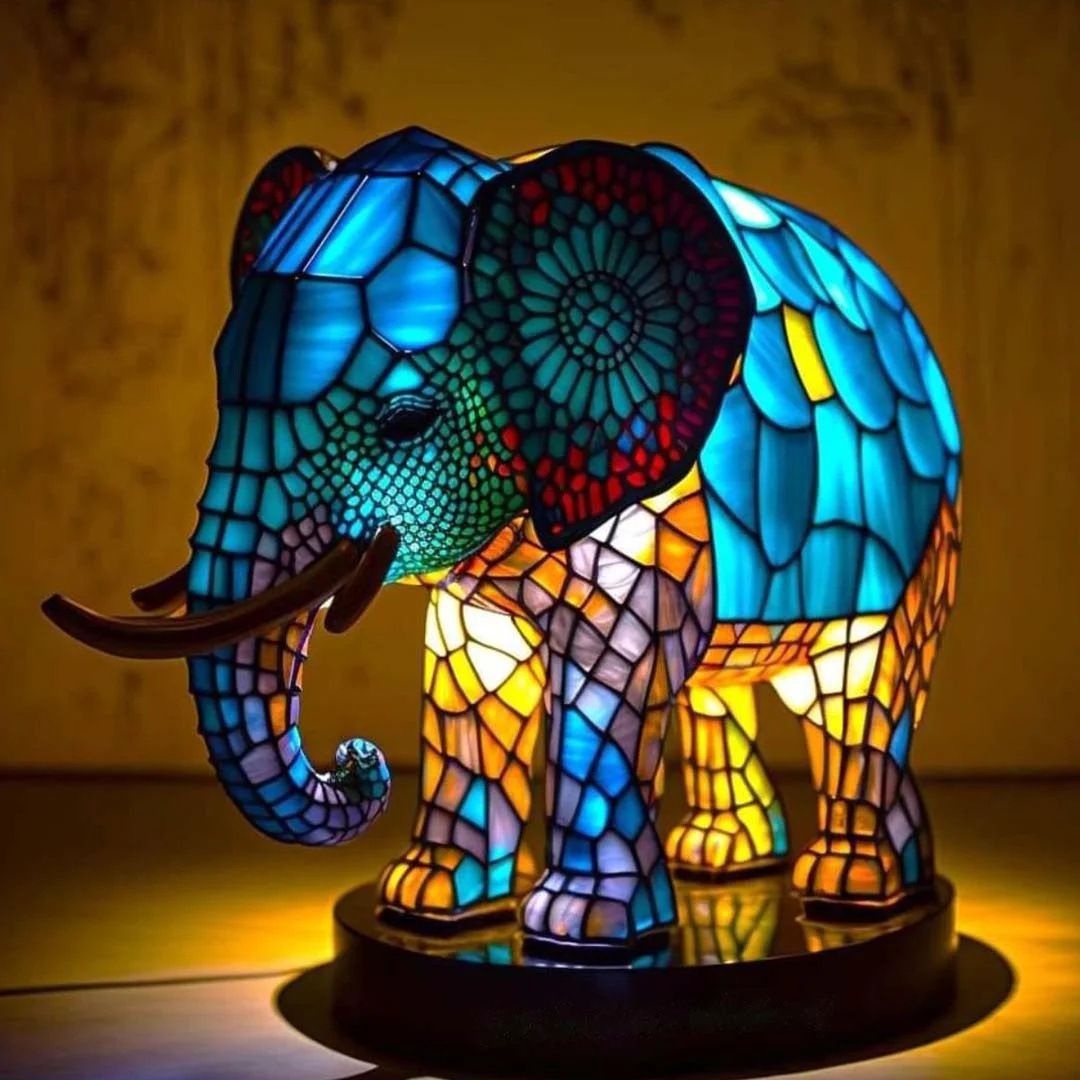 Rajah | Lampe magique en verre coloré en forme d'éléphant