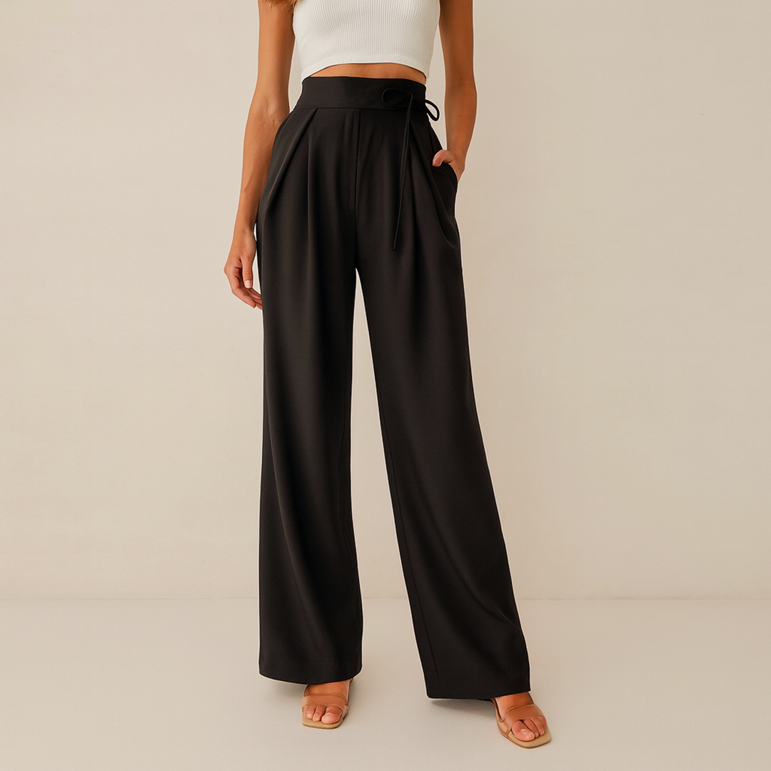 Pantalon large femme décontracté | Coupe droite jambes larges