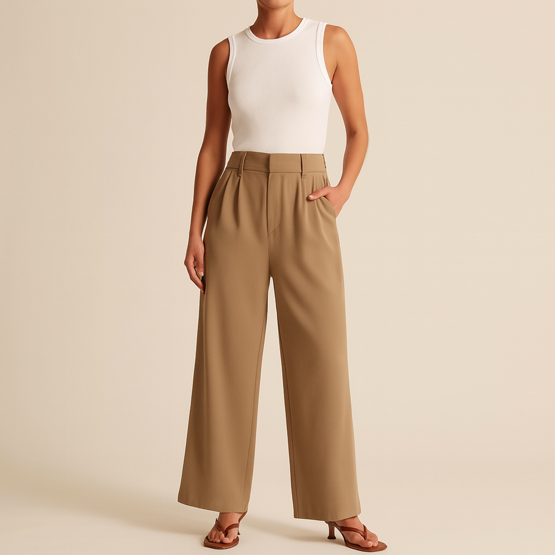 Pantalon taille haute pour femme | Coupe droite moderne