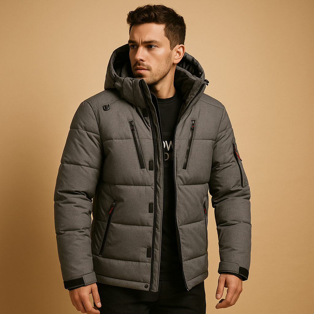 Veste pour hommes | Parka matelassée à capuche avec fermeture zippée