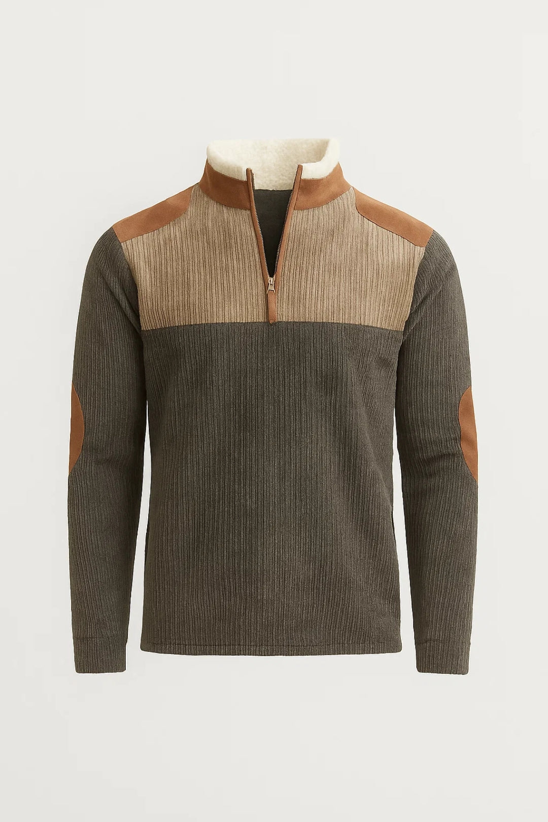 Pull homme col montant | Texture côtelée chaude pour l’hiver