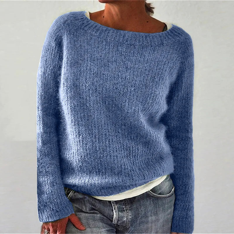 Pull femme col rond texturé | Manches longues pour l’hiver