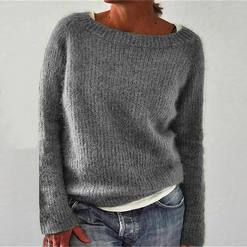 Pull femme col rond texturé | Manches longues pour l’hiver