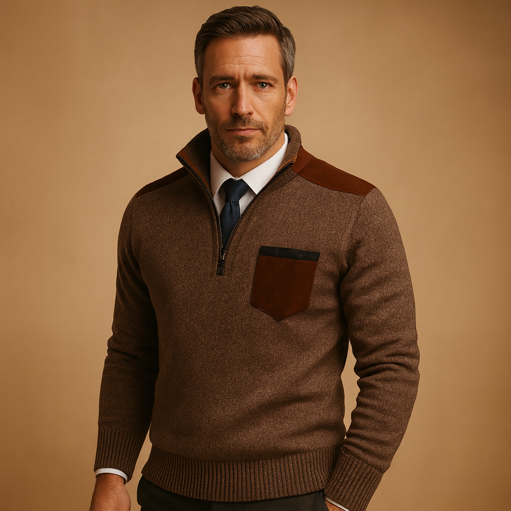 Pull homme col zippé | Pull texturé polyvalent pour l’automne hiver