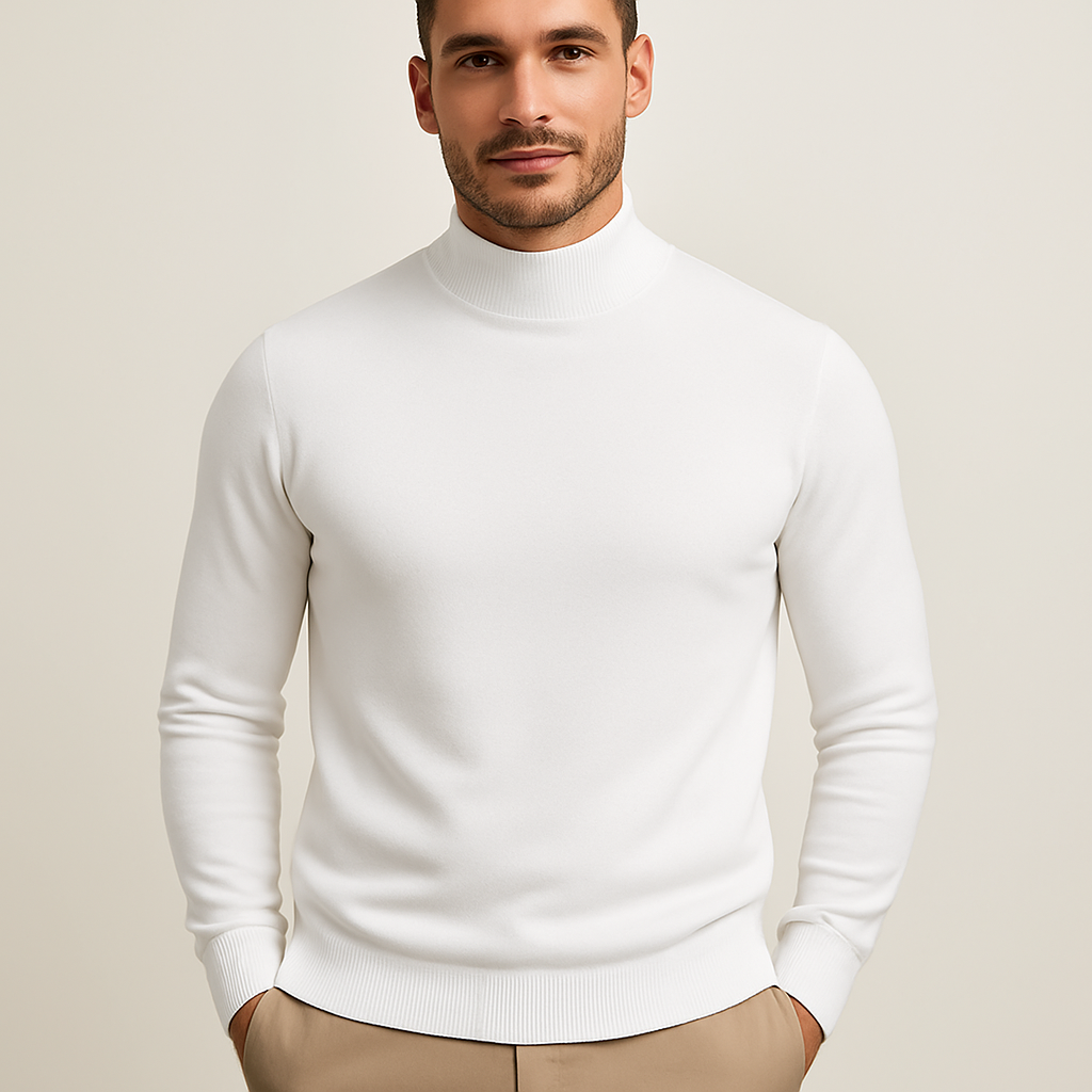 Pull homme col roulé manches longues coupe ajustée