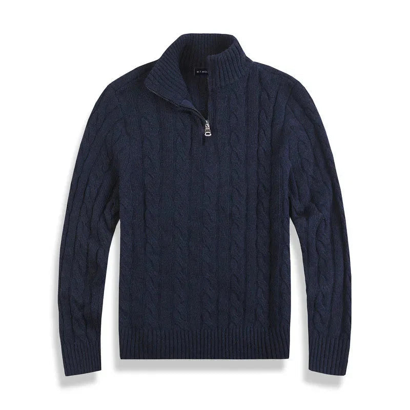 Pull pour homme avec demi-zip col montant et poignets côtelés