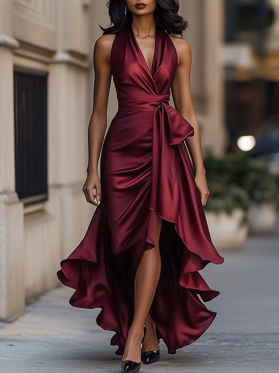 Robe de soirée femme | Robe portefeuille maxi élégante