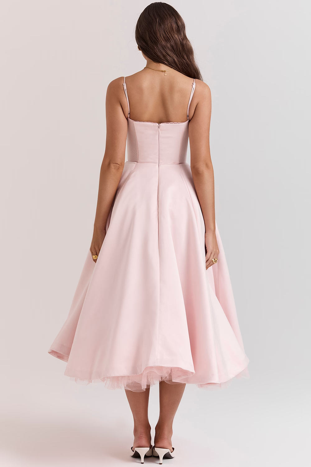 Robe midi femme trapèze avec corset et décolleté cœur