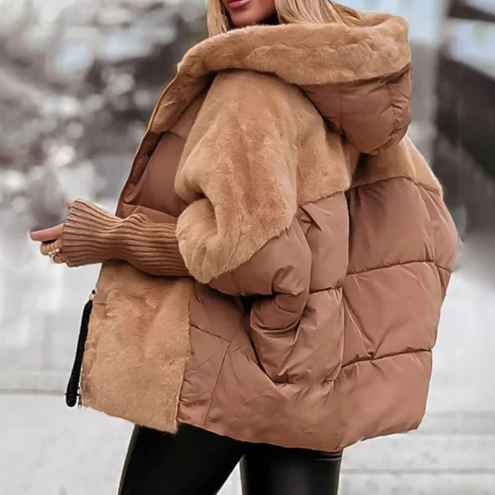 Manteau pour femme | Veste d’hiver en fausse fourrure avec coupe ample