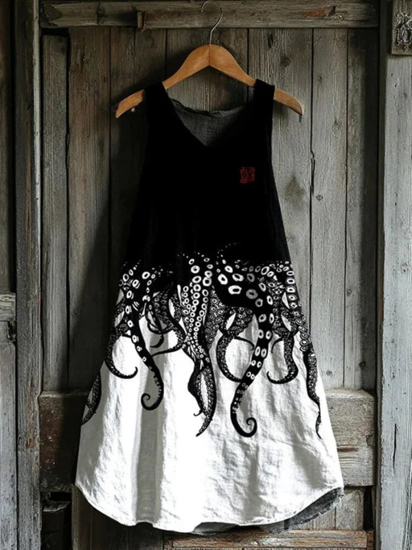 Sélène – Robe avec motif de pieuvre