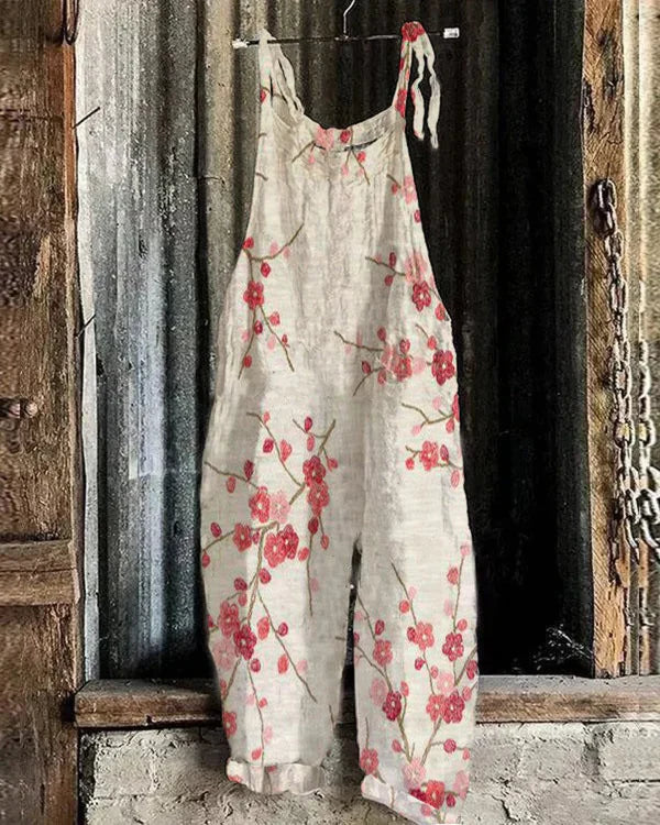 Marini™ | Combinaison de Style Rétro Japonais avec Motif de Fleurs de Prunier