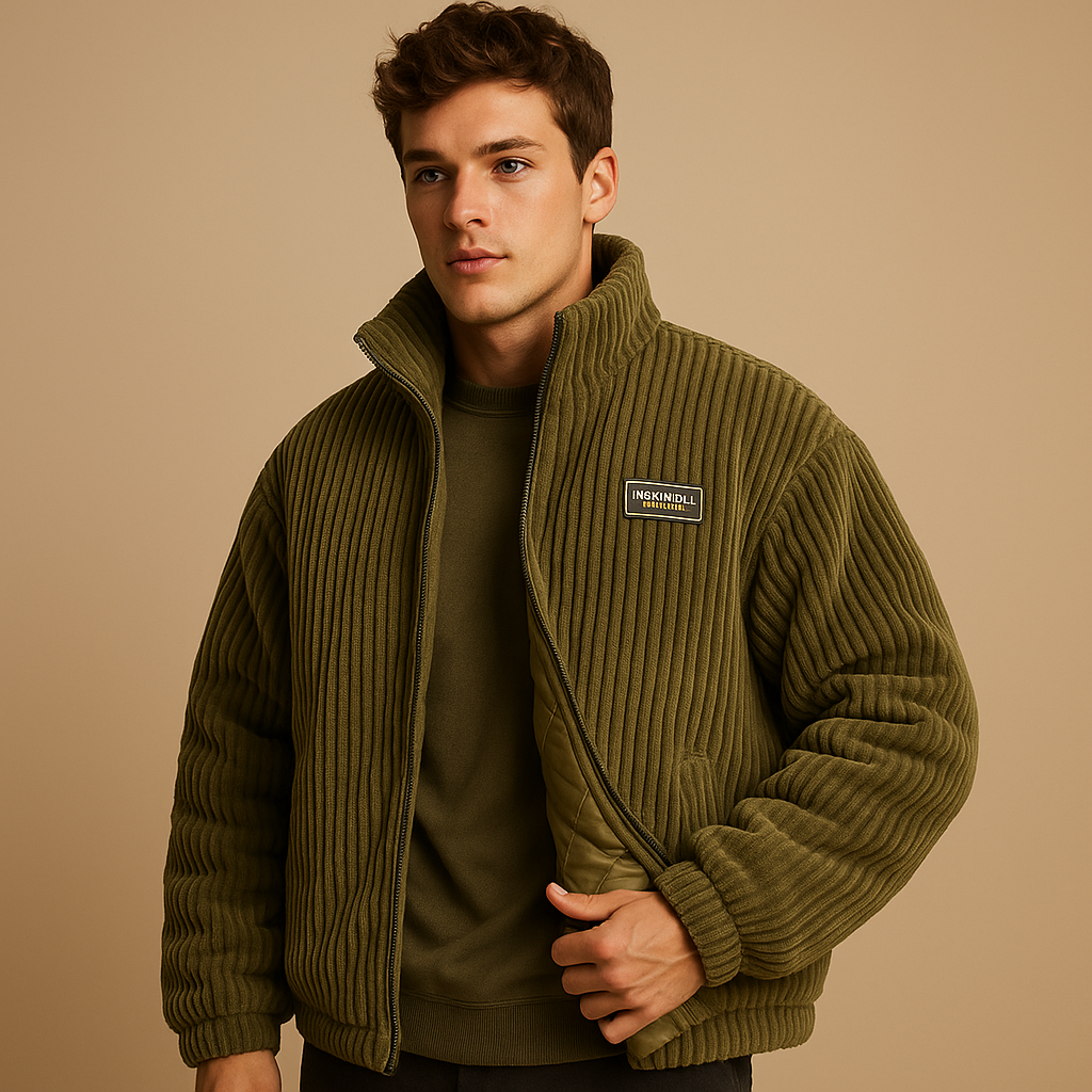 Veste chaude pour homme | Veste en velours côtelé doublée coton