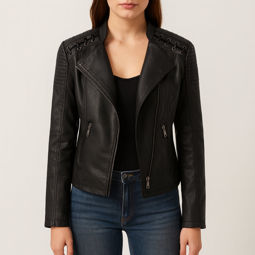 Veste en cuir pour femme | Fermeture éclair et manches longues