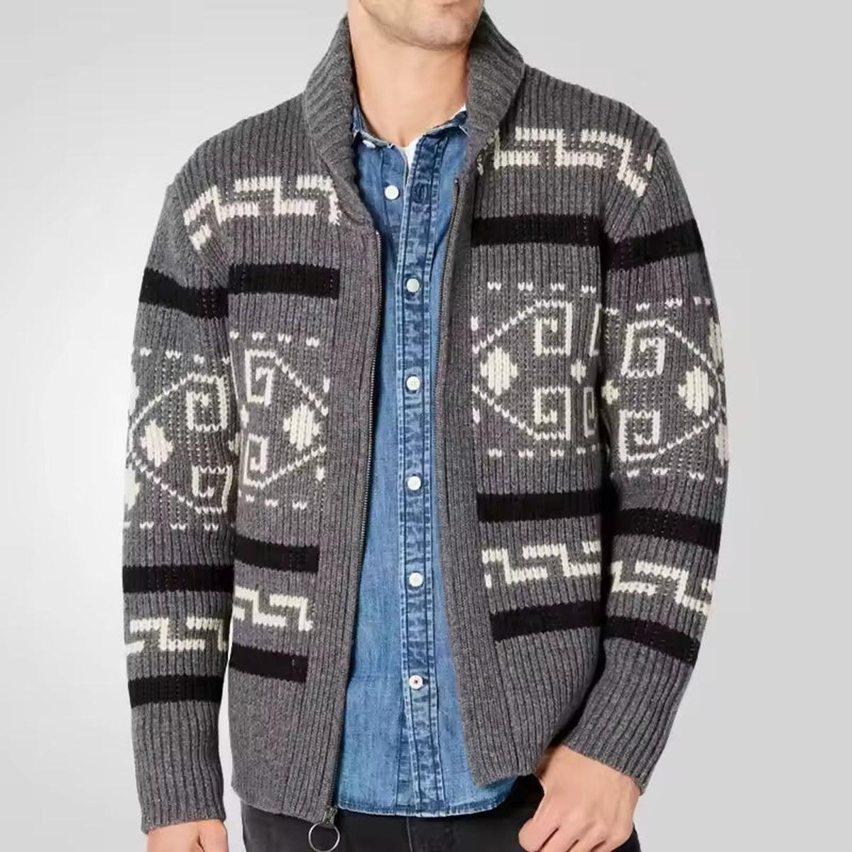 Cardigan zippé pour homme en maille à coupe confortable