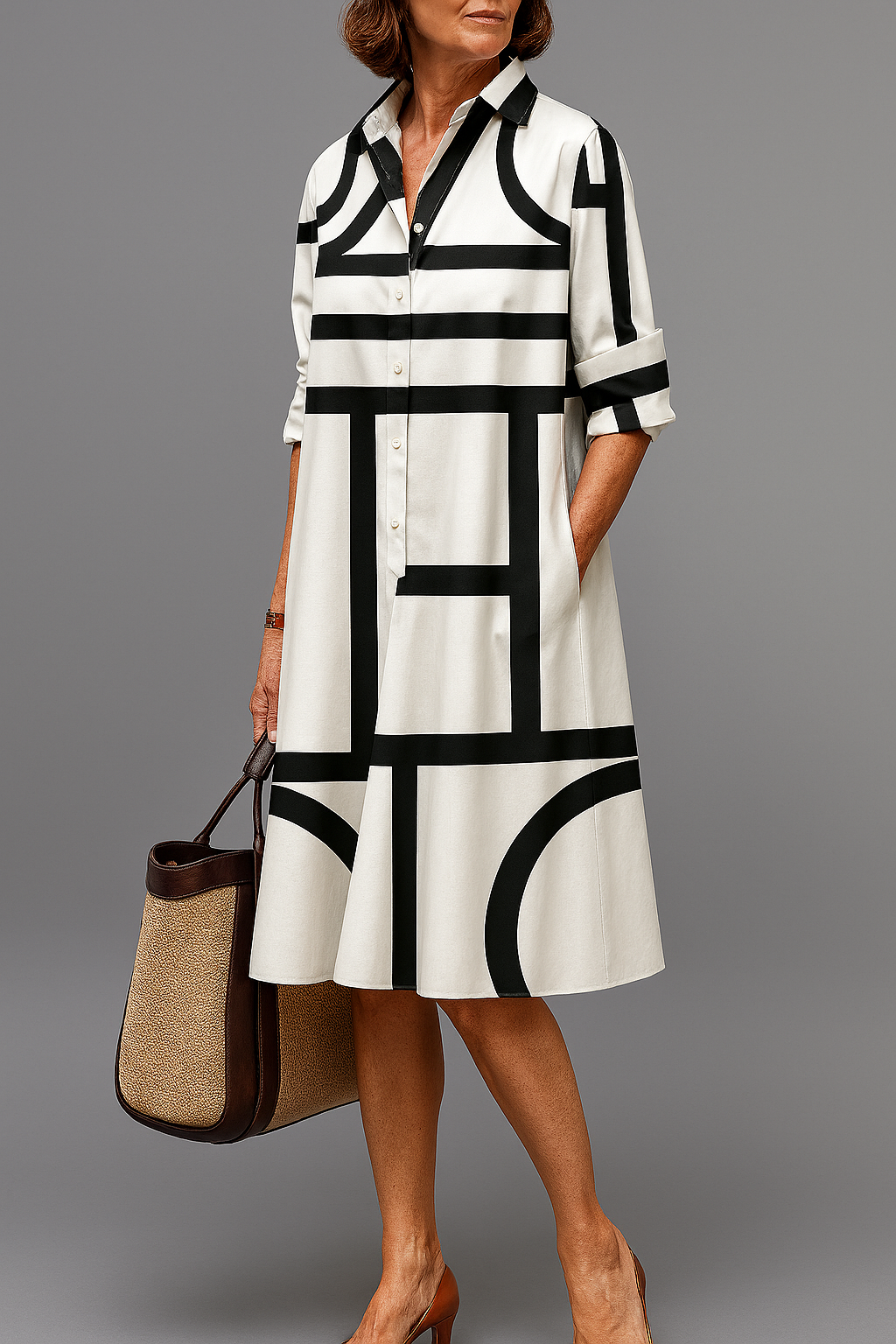 Brigitte - Robe Midi Luxe pour une Élégance Sans Effort