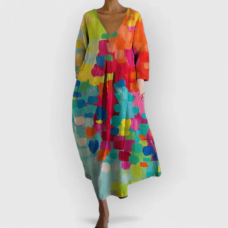 Nora | Robe colorée avec décolleté en V