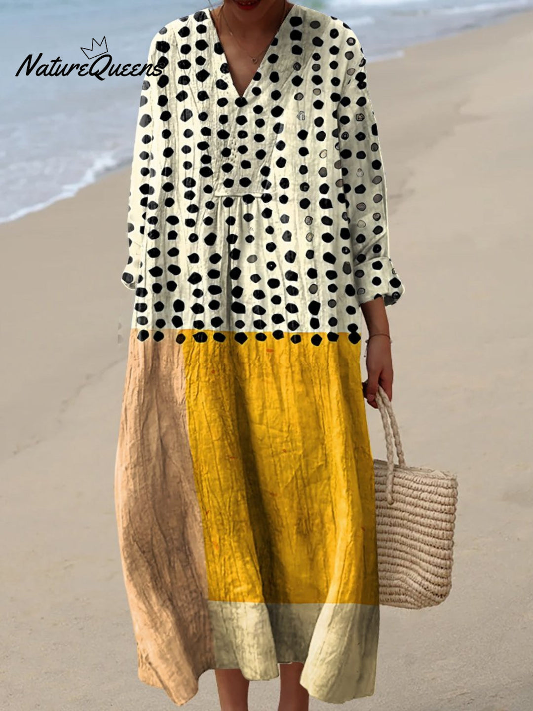 Azélie | Robe à Pois & Zones de Couleur