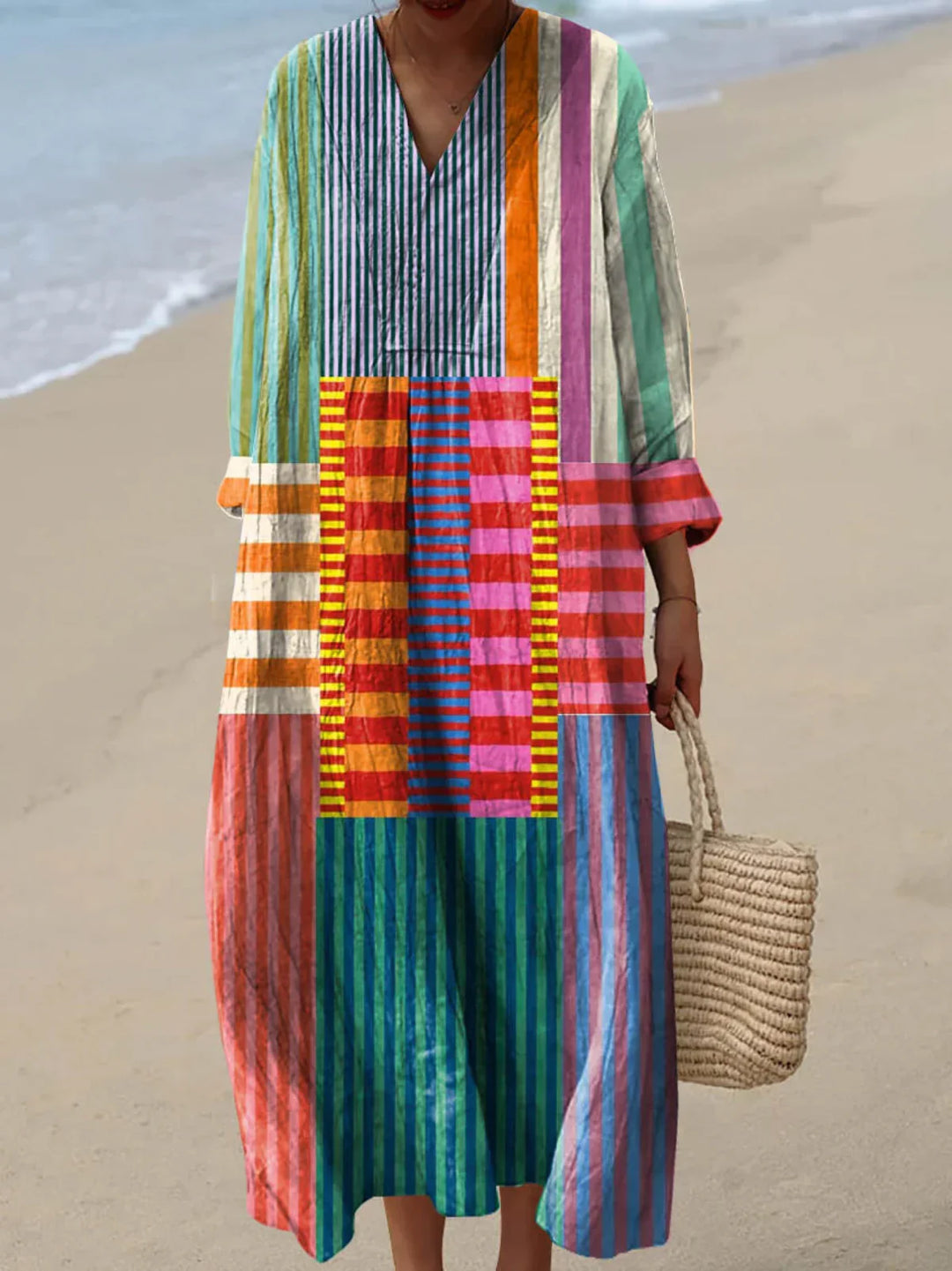Inaya | Robe Patchwork Multicolore Longue