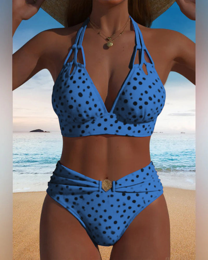 Maillot de bain deux pièces à pois séduisant