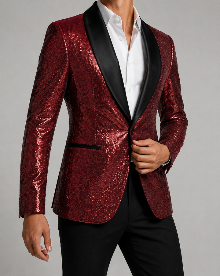 Blazer de soirée homme à paillettes coupe ajustée cintrée
