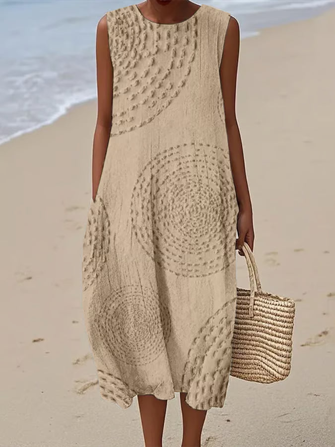 Maelle | Robe Longue Sans Manches avec Motif Texturé
