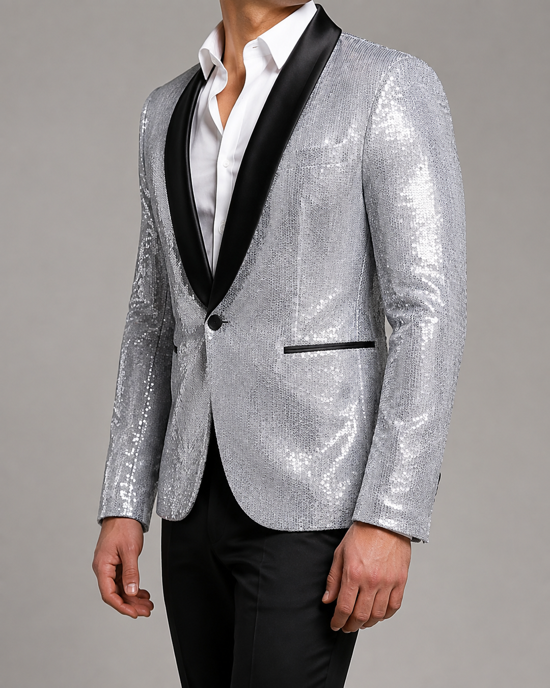 Blazer de soirée homme à paillettes coupe ajustée cintrée