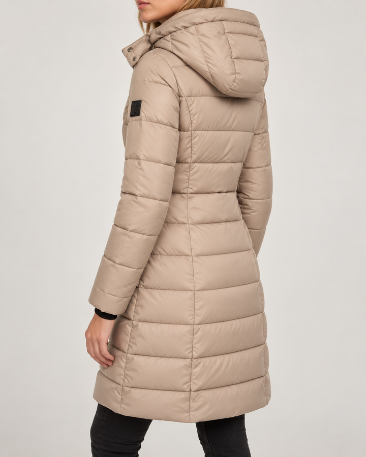 Doudoune Longue Femme Capuche Coupe Cintrée Fermeture Zippée – Ombline