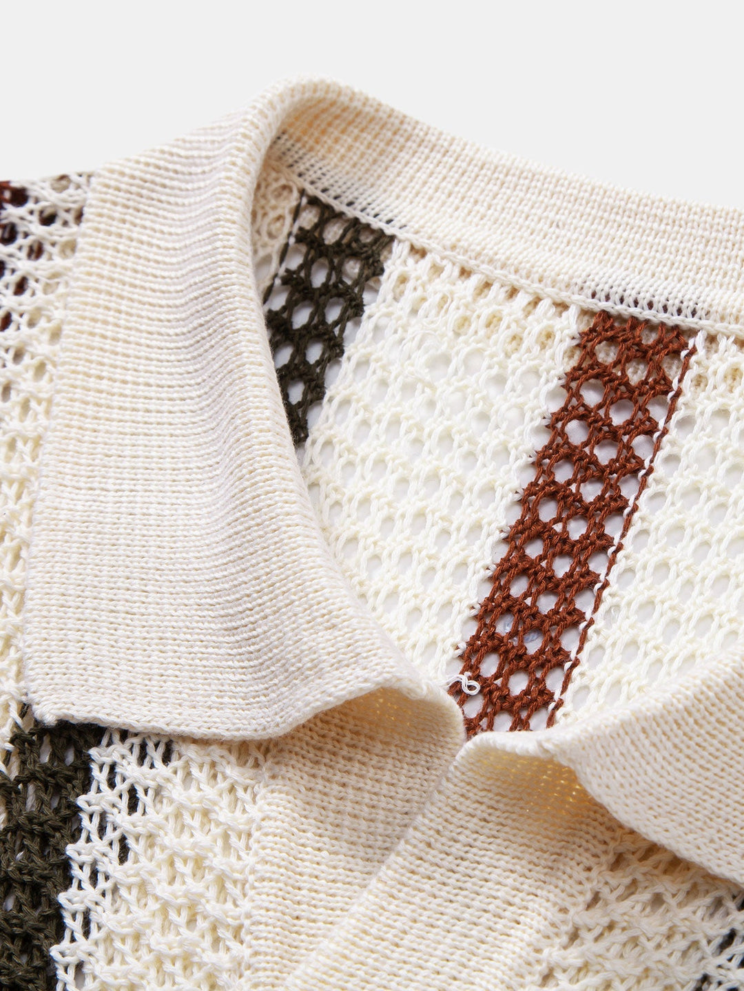 Polo Rayé Au Crochet avec Col en V