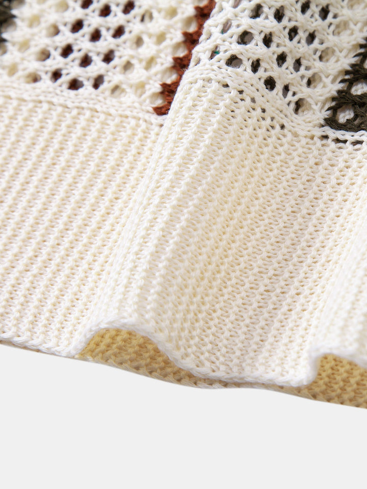 Polo Rayé Au Crochet avec Col en V