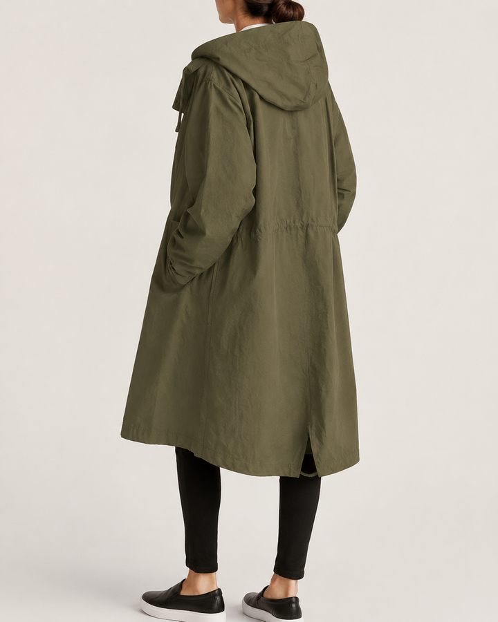 Trench-Coat Femme Imperméable à Capuche Ceinture Nouée – Édith