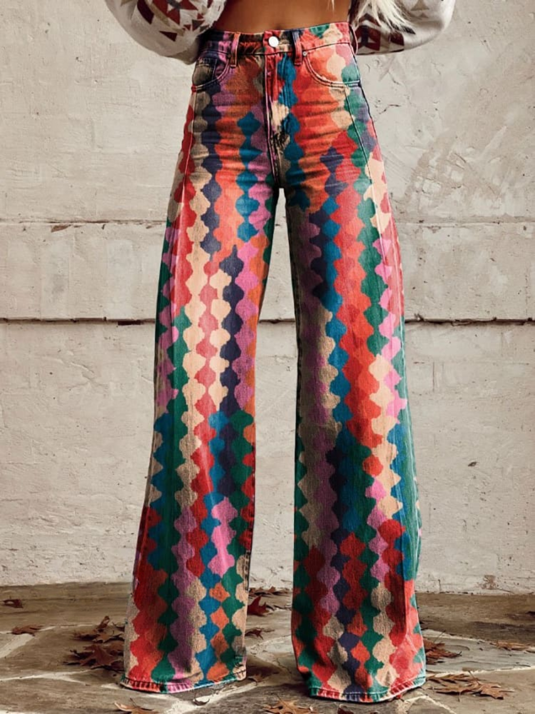 Isla | Pantalon Palazzo Rétro Arc-en-Ciel