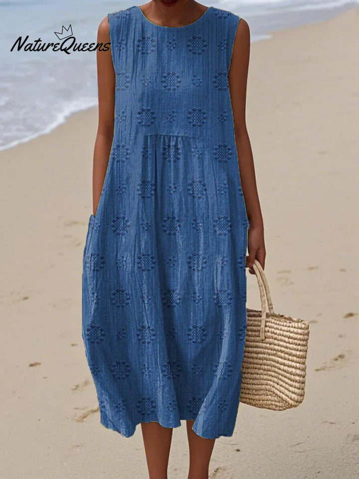 Élodie | Robe Brodée Sans Manches