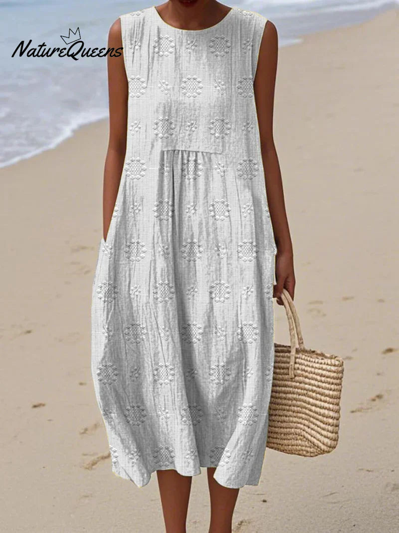 Élodie | Robe Brodée Sans Manches