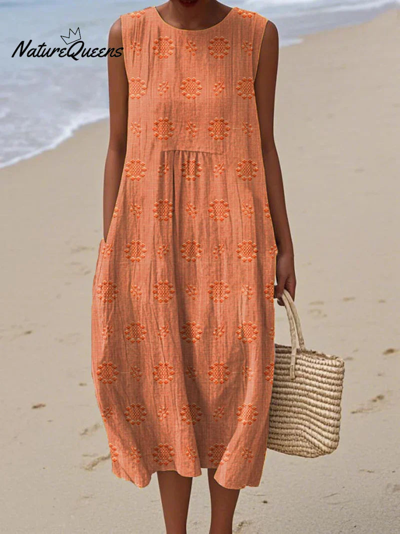 Élodie | Robe Brodée Sans Manches