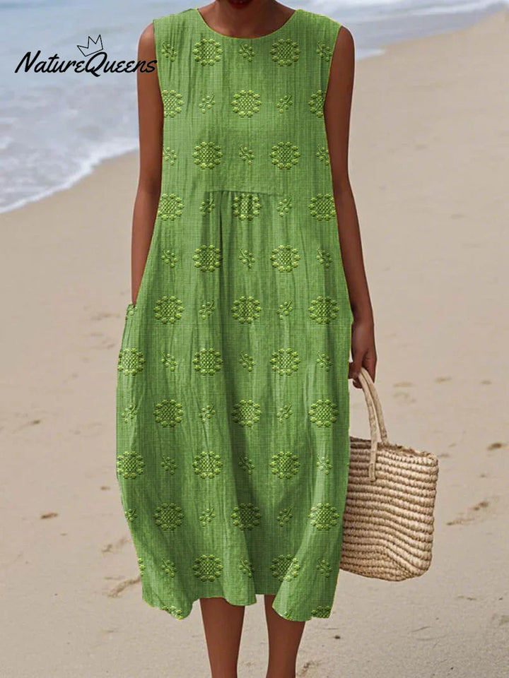 Élodie | Robe Brodée Sans Manches