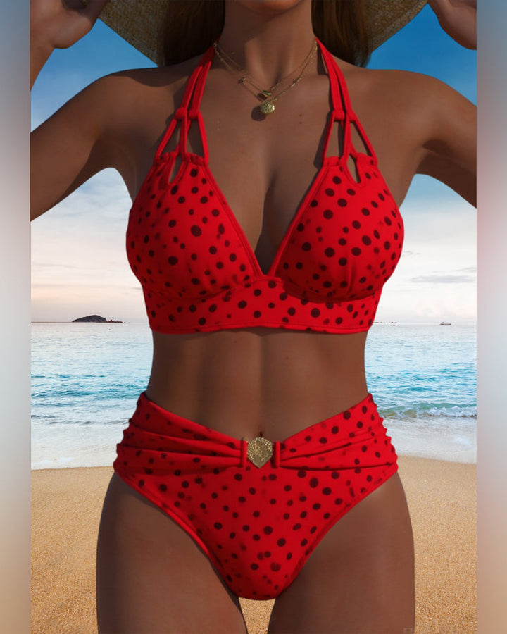 Maillot de bain deux pièces à pois séduisant