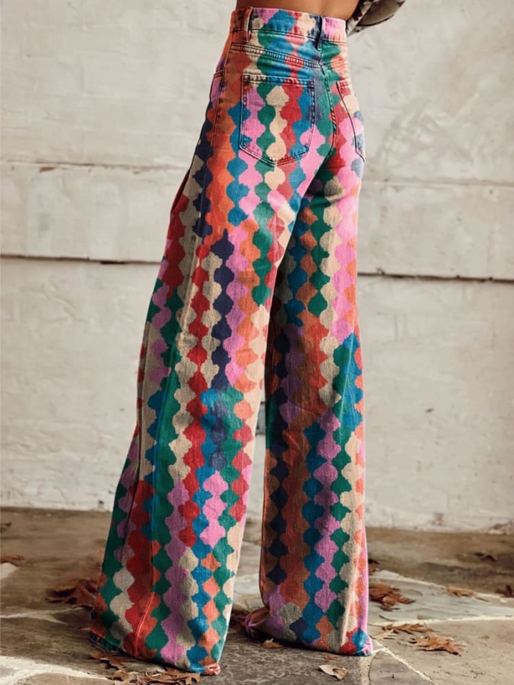 Isla | Pantalon Palazzo Rétro Arc-en-Ciel