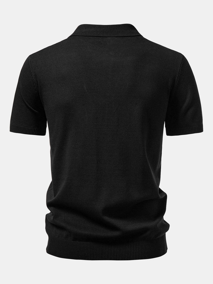 Polo-shirt zippé en jacquard torsadé