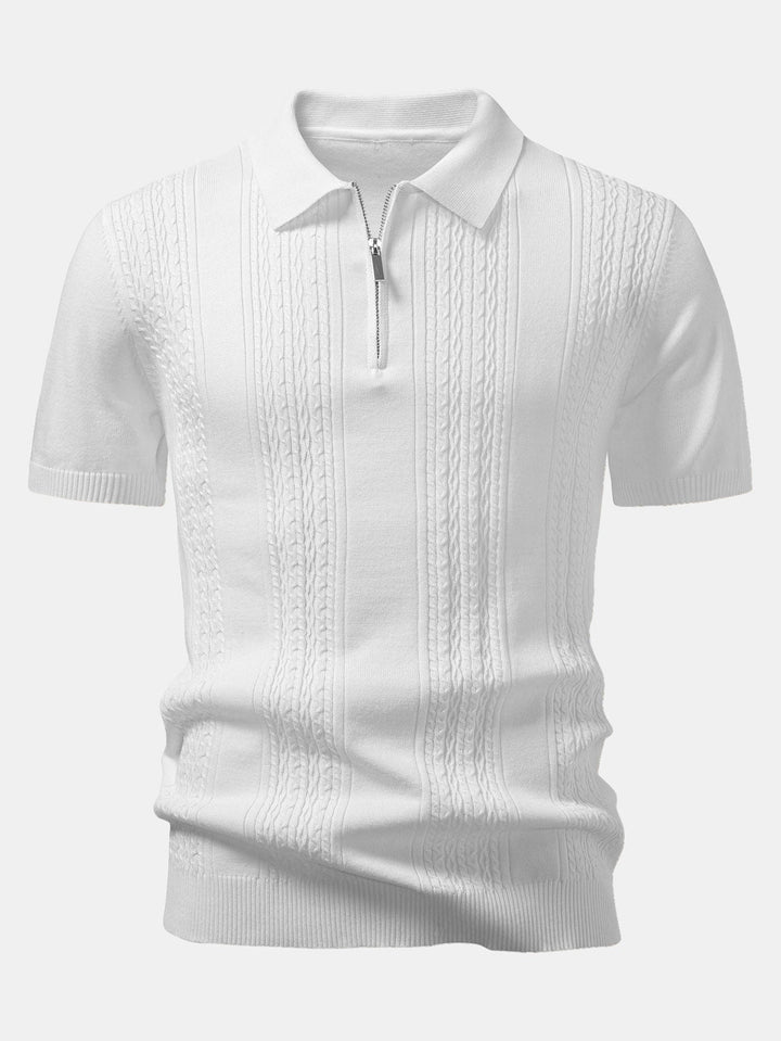 Polo-shirt zippé en jacquard torsadé