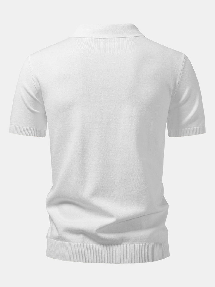 Polo-shirt zippé en jacquard torsadé