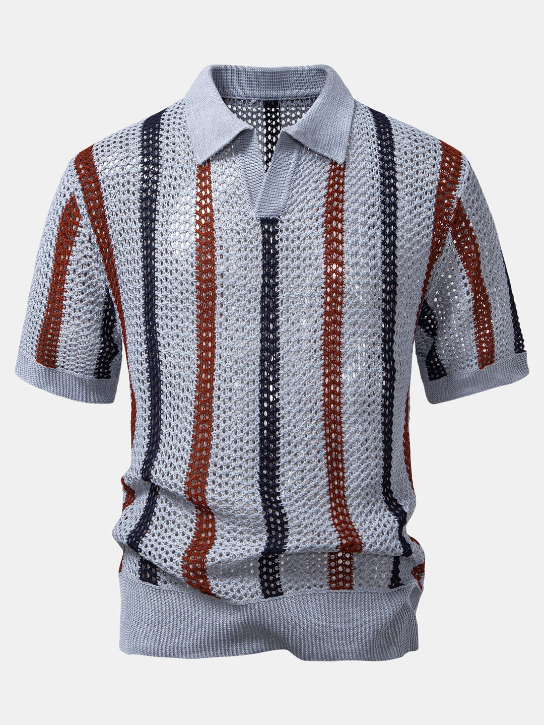 Polo Rayé Au Crochet avec Col en V