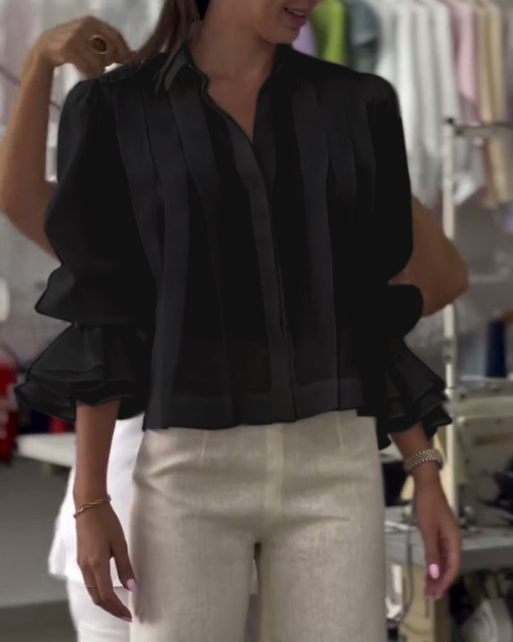 Blouse à Manches Bouffantes avec Volants