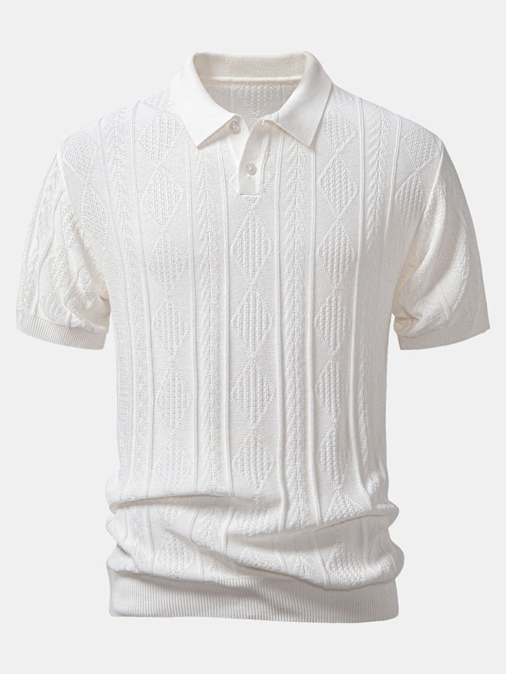 Polo en Tricot Jacquard Géométrique