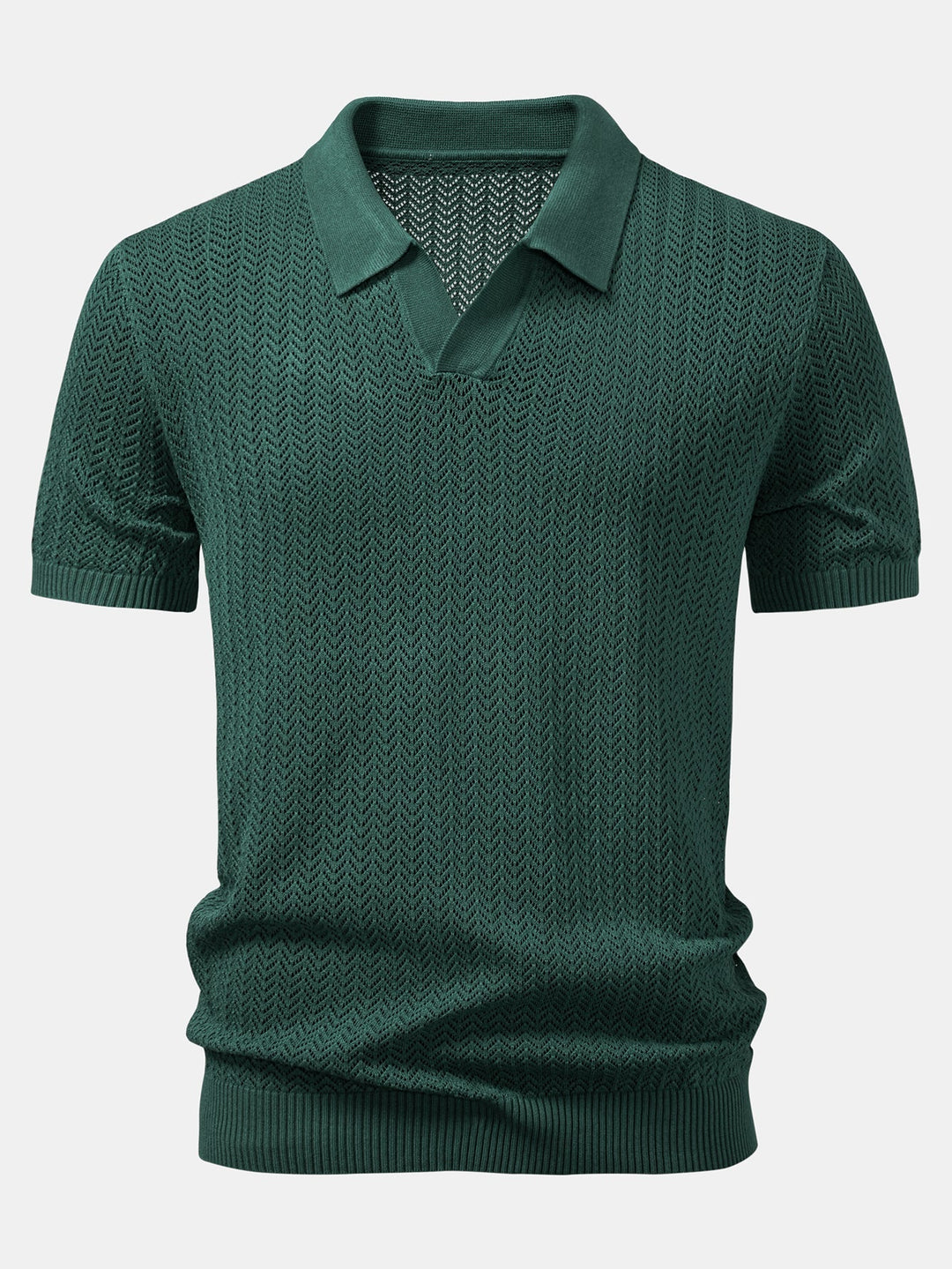 Polo à col V crocheté avec texture