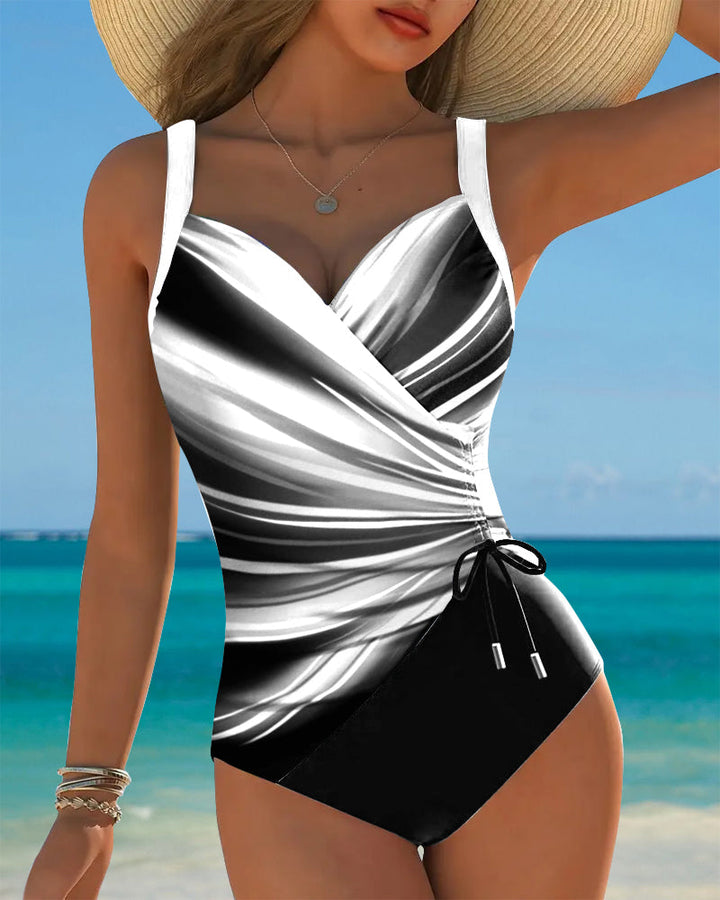 Maillot de Bain Une Pièce avec Cordelette de Couleur Contrastante