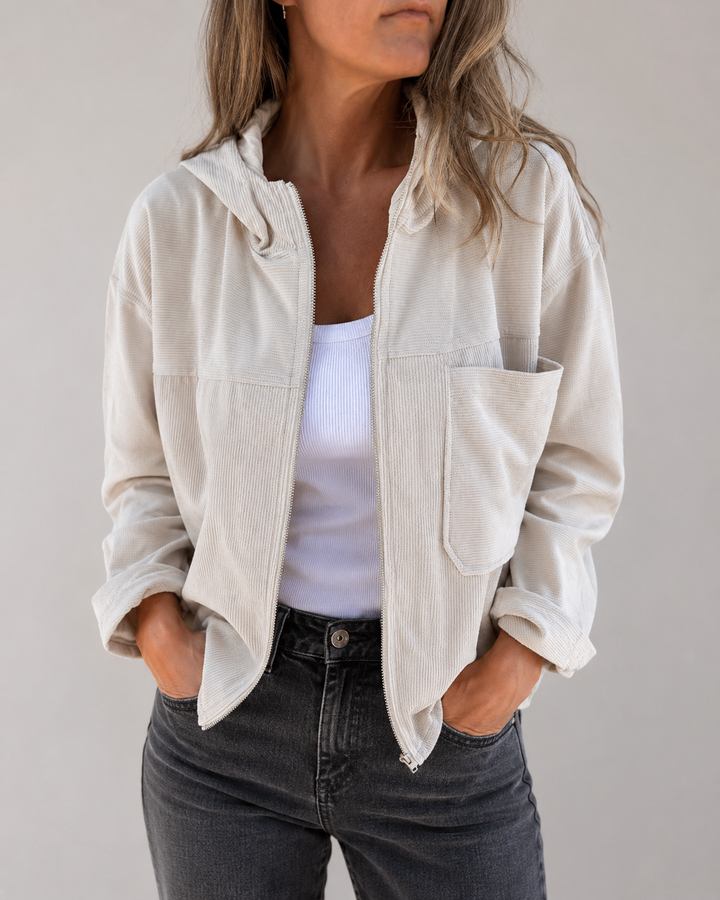 veste à capuche zippée pour femmes | coupe décontractée texture côtelée