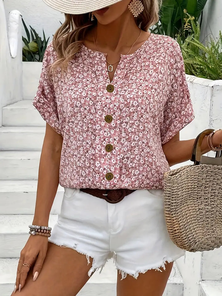 Cindy™ | Blouse à Imprimé Floral avec Col Noté
