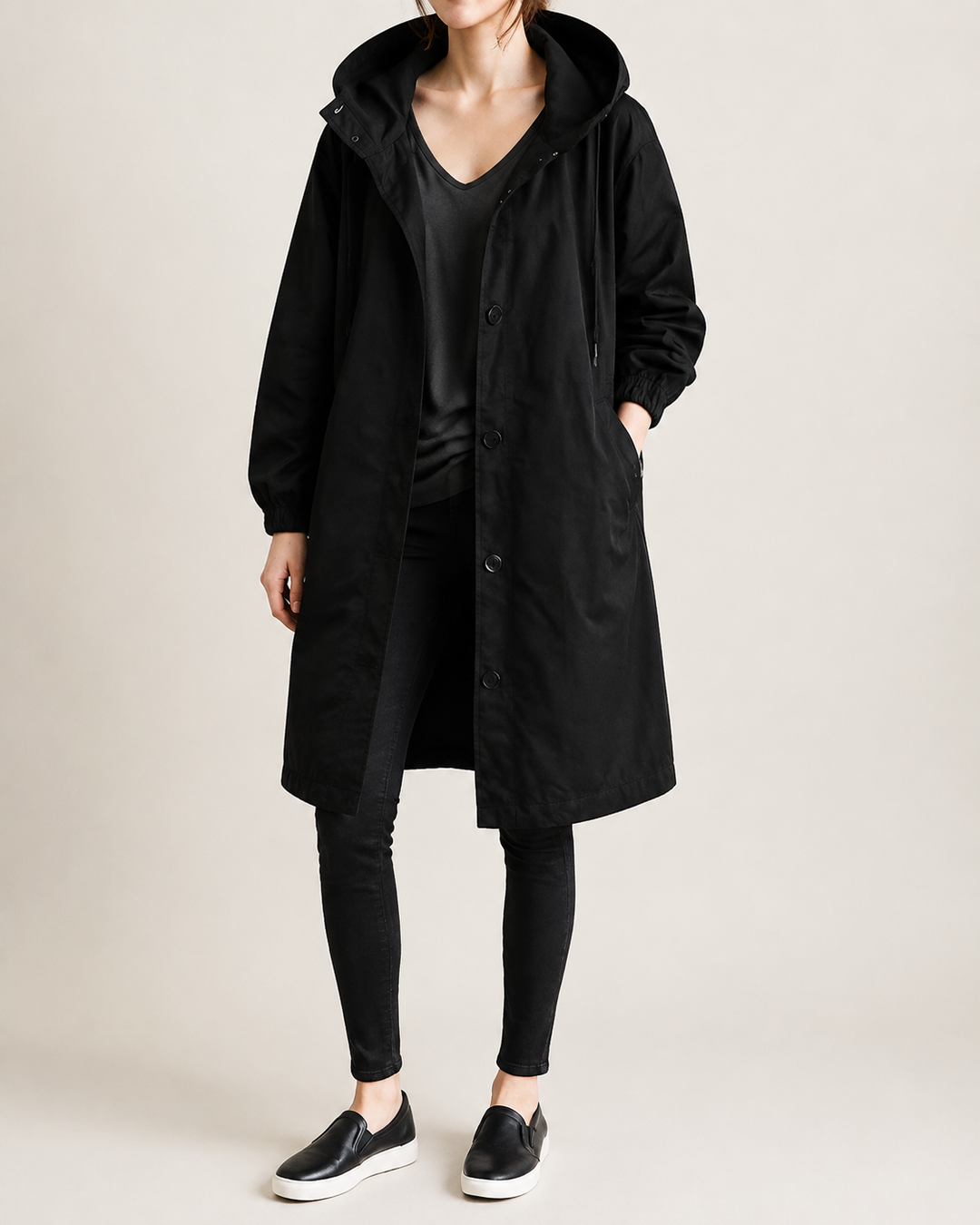 Trench-Coat Femme Imperméable à Capuche Ceinture Nouée – Édith