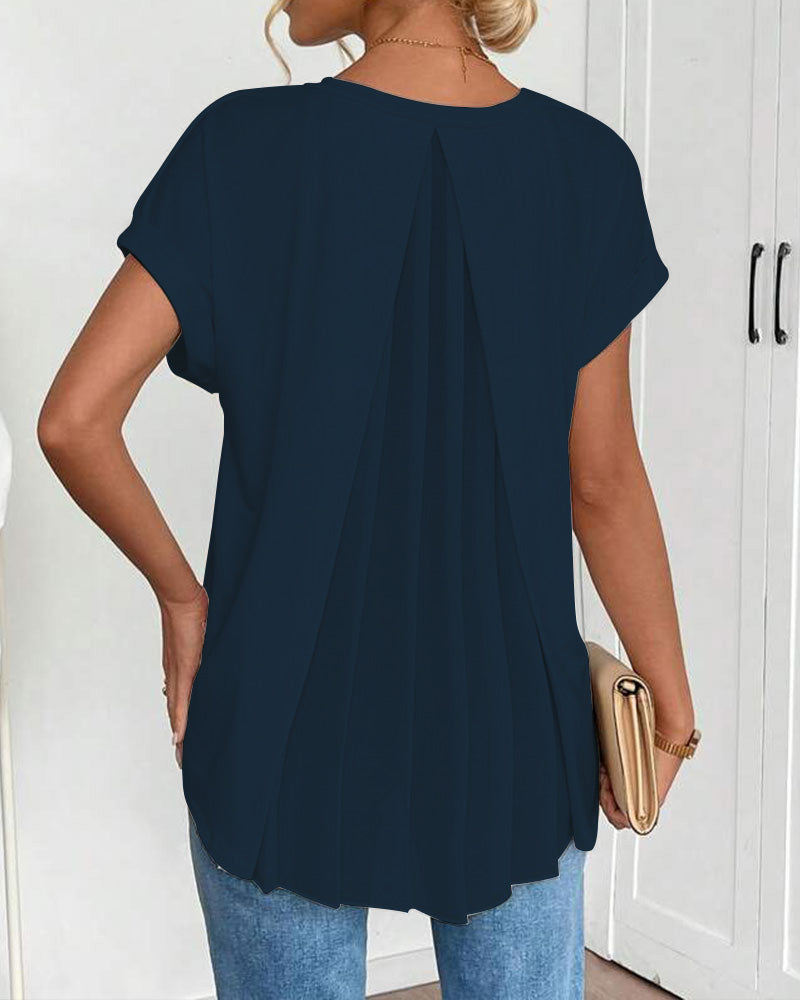 Short Sleeve Solid Color Patchwork T-Shirt
