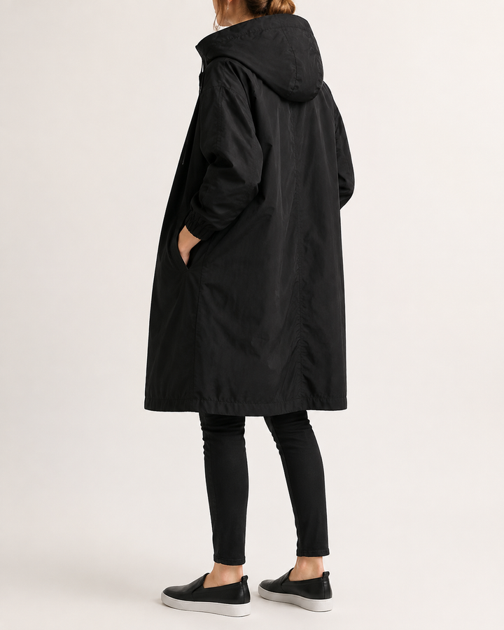 Trench-Coat Femme Imperméable à Capuche Ceinture Nouée – Édith